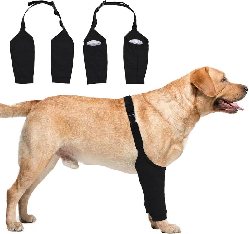 IDOMIK Dog Recovery Suit for Front Legs, Dog Recovery Sleeves After Surgery with Elastic Band, Soft Protective Elbow Braces for Medium Large Dogs, Cone Collar Alternative to Stop Licking Leg Wounds,Black,3XL - Image 1